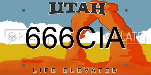 666CIA Utah License Plate