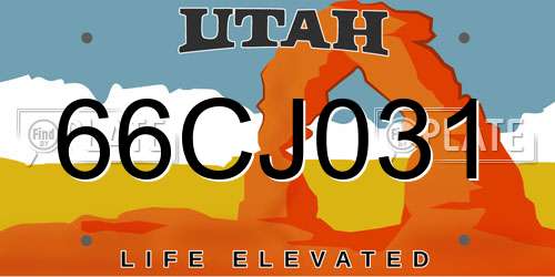 66CJ031 Utah License Plate