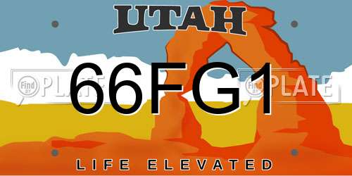 66FG1 Utah License Plate