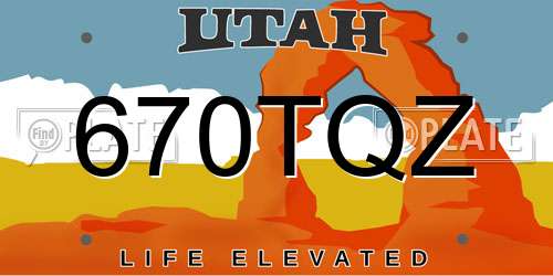 670TQZ Utah License Plate