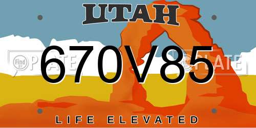 670V85 Utah License Plate