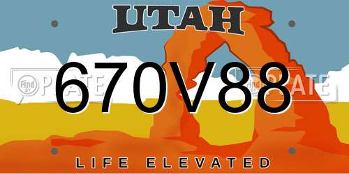 670V88 Utah License Plate