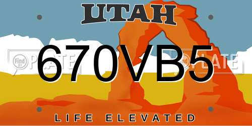 670VB5 Utah License Plate