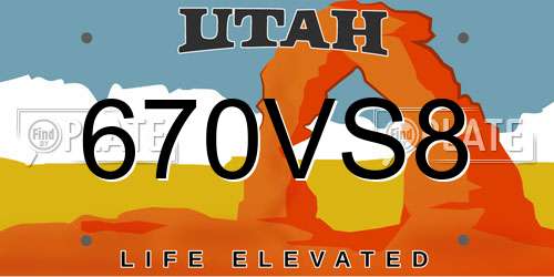 670VS8 Utah License Plate