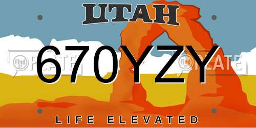 670YZY Utah License Plate