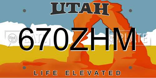 670ZHM Utah License Plate