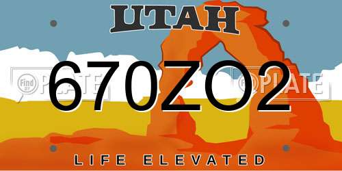 670ZO2 Utah License Plate