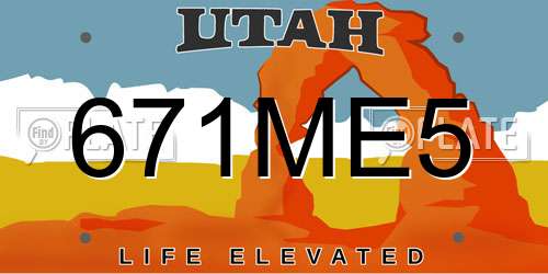 671ME5 Utah License Plate