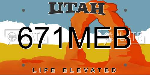 671MEB Utah License Plate