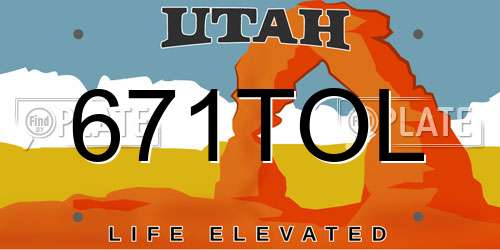 671TOL Utah License Plate