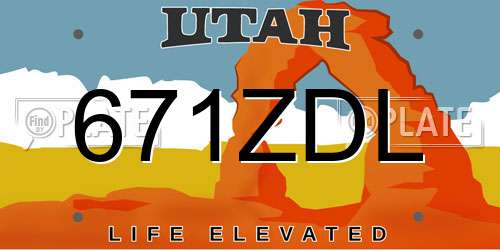 671ZDL Utah License Plate