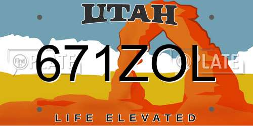 671ZOL Utah License Plate