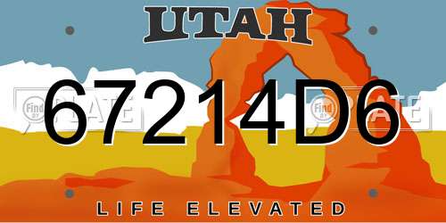 67214D6 Utah License Plate