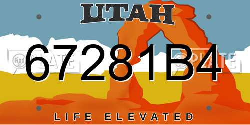 67281B4 Utah License Plate