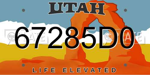 67285D0 Utah License Plate