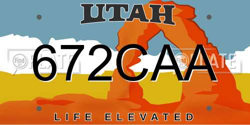 672CAA Utah License Plate