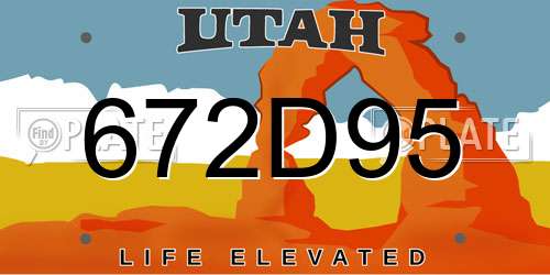 672D95 Utah License Plate