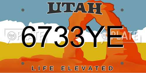 6733YE Utah License Plate