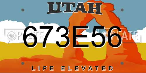 673E56 Utah License Plate
