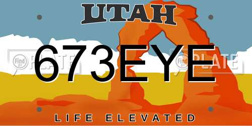 673EYE Utah License Plate