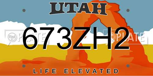 673ZH2 Utah License Plate