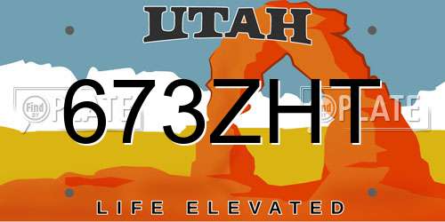 673ZHT Utah License Plate