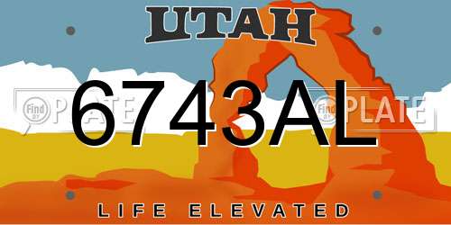 6743AL Utah License Plate