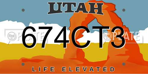 674CT3 Utah License Plate