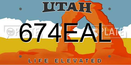674EAL Utah License Plate
