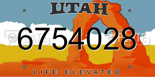 6754028 Utah License Plate