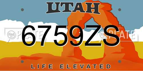 6759ZS Utah License Plate