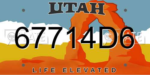 67714D6 Utah License Plate
