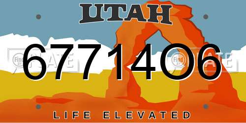 67714O6 Utah License Plate