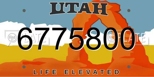 6775800 Utah License Plate