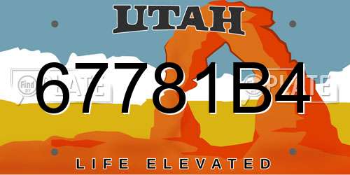 67781B4 Utah License Plate