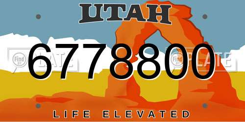 6778800 Utah License Plate
