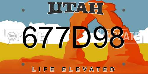 677D98 Utah License Plate