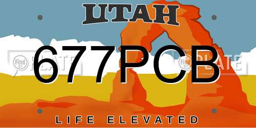 677PCB Utah License Plate