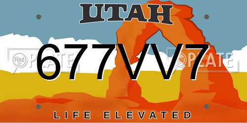 677VV7 Utah License Plate