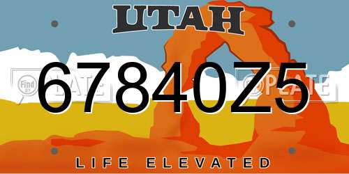 67840Z5 Utah License Plate