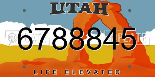 6788845 Utah License Plate