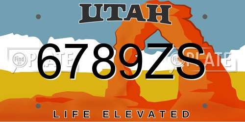 6789ZS Utah License Plate