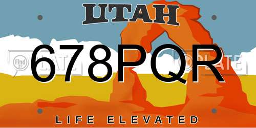 678PQR Utah License Plate