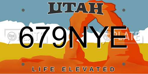 679NYE Utah License Plate