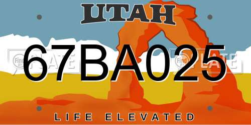 67BA025 Utah License Plate