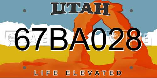 67BA028 Utah License Plate