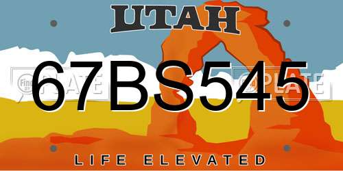67BS545 Utah License Plate