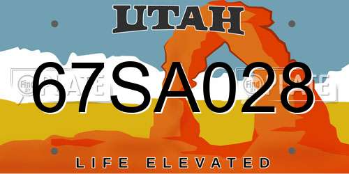 67SA028 Utah License Plate