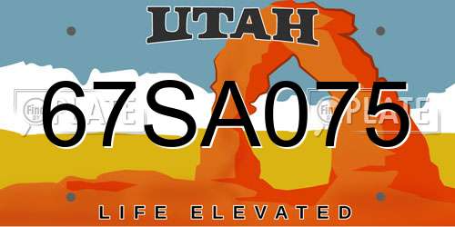 67SA075 Utah License Plate