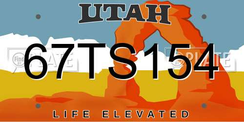 67TS154 Utah License Plate